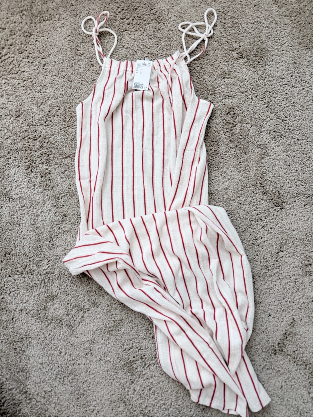 Women’s Off-White Dress with Red Stripe
